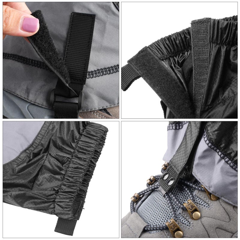 TRIWONDER Gaiters Low Gators Lightweight Waterproof Ankle Gaiters for Hiking Walking Backpacking (Black & Gray) - Image 5